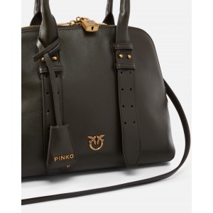 Pinko Bowling Medium Green Leather Τσάντα