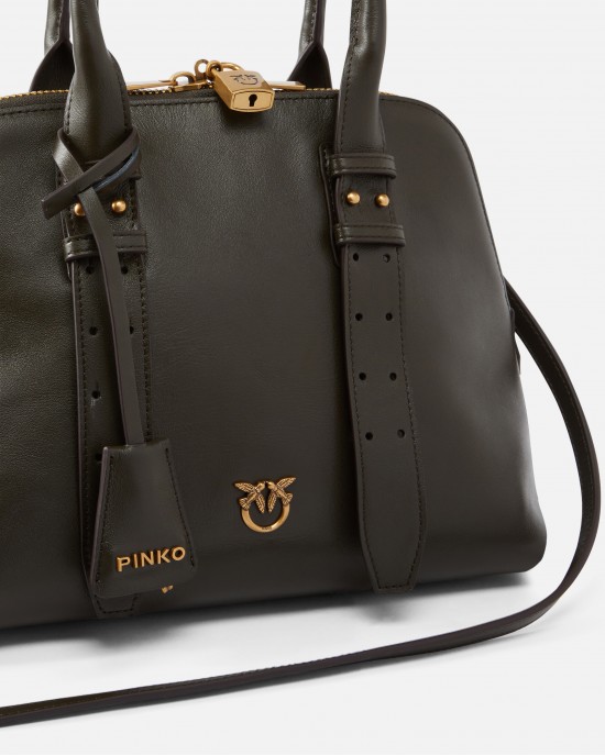 Pinko Bowling Medium Green Leather Τσάντα Pinko Bowling Medium Green Leather Τσάντα