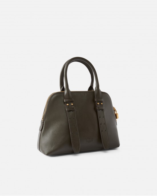 Pinko Bowling Medium Green Leather Τσάντα Pinko Bowling Medium Green Leather Τσάντα