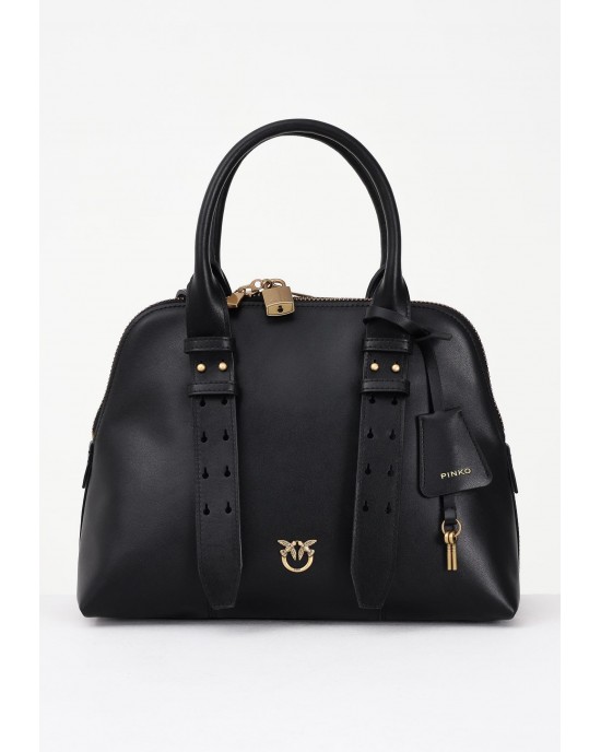 Pinko Bowling Medium Black Leather Τσάντα Pinko Bowling Medium Black Leather Τσάντα