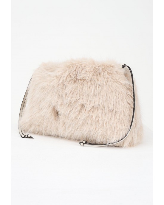 Pinko Clutch Maxi Beige Eco Pelliccia Τσάντα Pinko Clutch Maxi Beige Eco Pelliccia Τσάντα