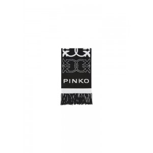 Pinko Svezia Jacquard Love Birds Logo Black/White Κασκόλ