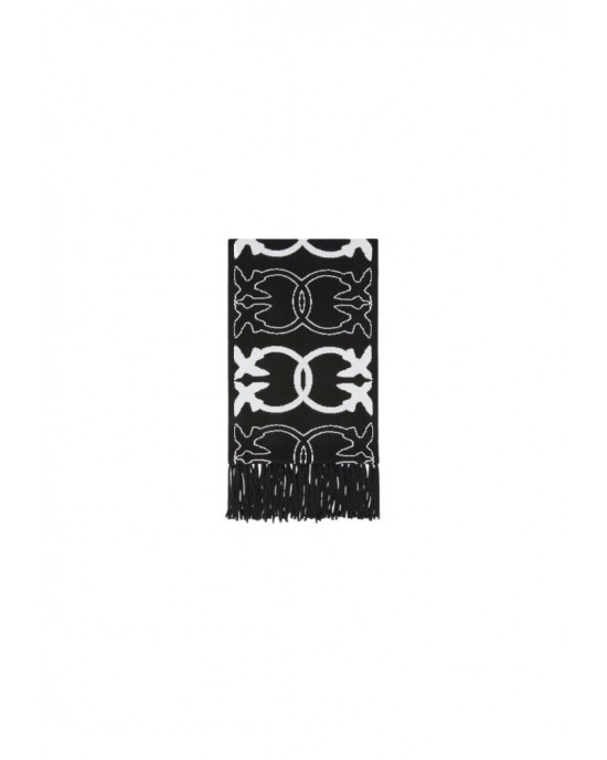Pinko Svezia Jacquard Love Birds Logo Black/White Κασκόλ