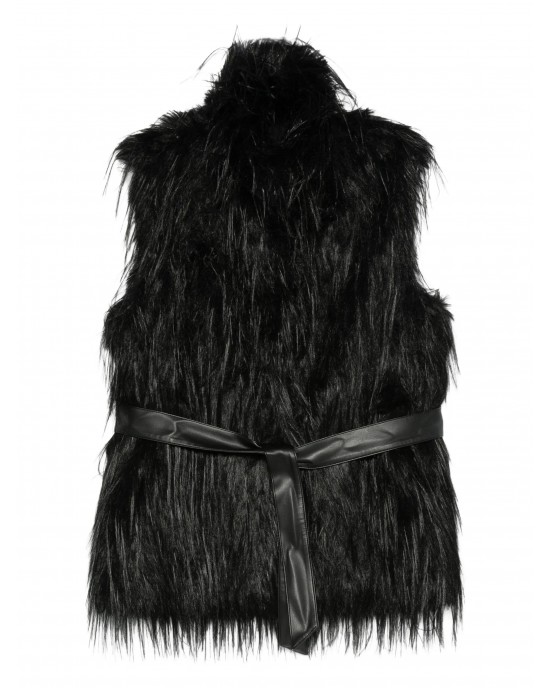 Pinko Neva Gilet Faux Fur Vest Black Γιλέκο