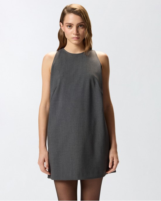 Pinko Nayara Tuta Dark Grey Κοντή Φόρμα Με Όψη Φορέματος Pinko Nayara Tuta Dark Grey Κοντή Φόρμα Με Όψη Φορέματος