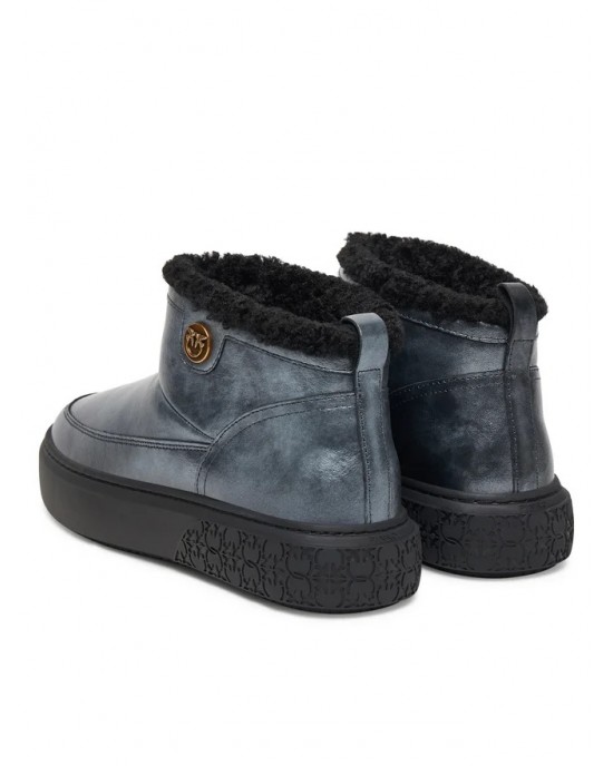 Pinko Yoko Winter Laminated Black Μποτάκια Pinko Yoko Winter Laminated Black Μποτάκια