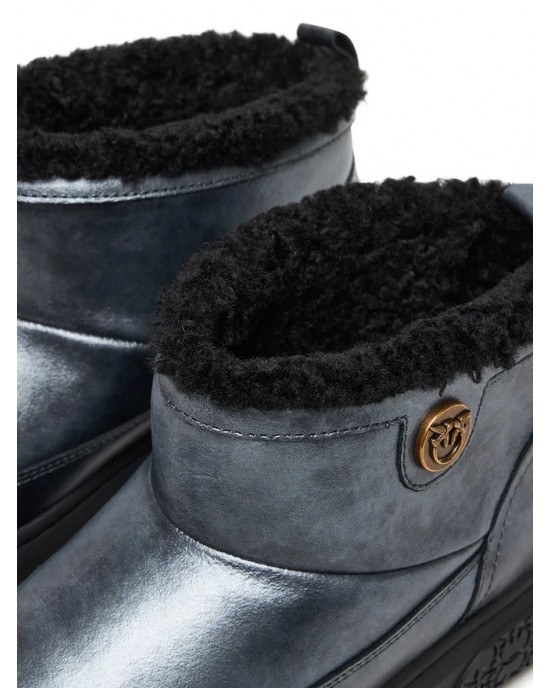 Pinko Yoko Winter Laminated Black Μποτάκια Pinko Yoko Winter Laminated Black Μποτάκια
