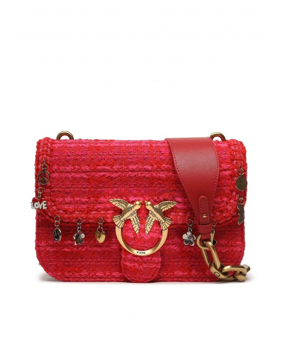 Pinko Love Bell Classic Boucle & Charms Τσάντα Red