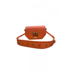 Pinko Love Click Exagon Mini Vitello Τσάντα Aranc. Vibrante