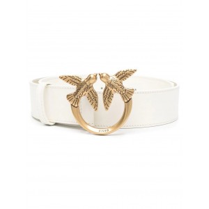 Pinko Love Berry H4 Birds White Leather Ζώνη