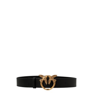 Pinko Love Berry H4 Birds High Black Leather Ζώνη