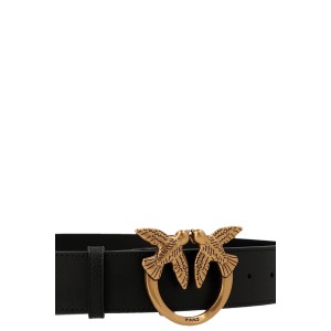 Pinko Love Berry H4 Birds High Black Leather Ζώνη