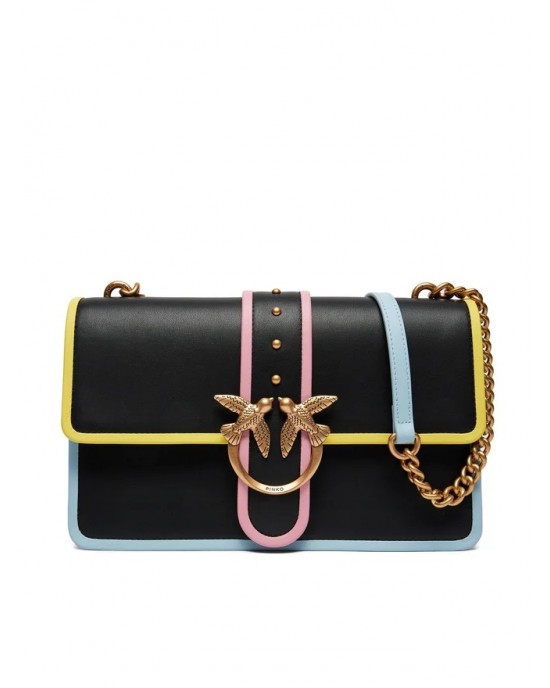 Pinko Love One Classic Black Leather Τσάντα