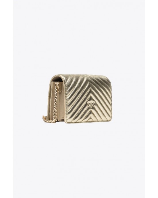 Pinko Mini Love Click Metal Chevron Gold Τσάντα