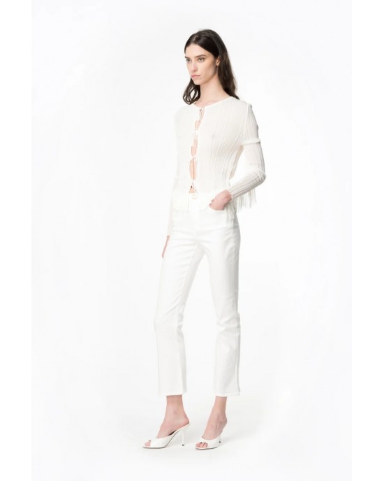 Pinko Brenda Bootcut Cotton White Παντελόνι