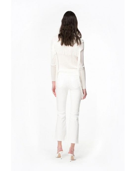 Pinko Brenda Bootcut Cotton White Παντελόνι