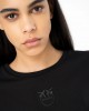 Pinko Bussolotto T-shirt With Embroidery Love Birds Black Μπλούζα