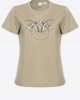 Pinko Quentin T-shirt With Love Birds Embroidery Green Μπλούζα