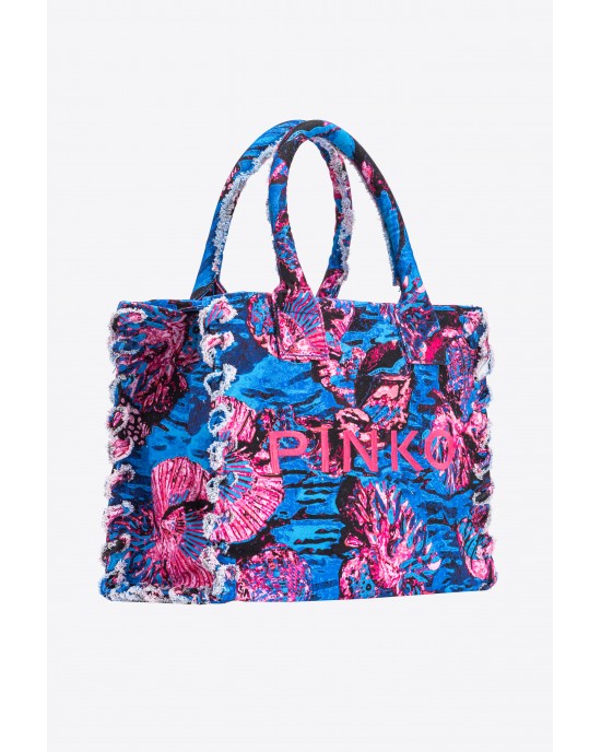 Pinko Beach Shopping Canvas Multi Blue Τσάντα