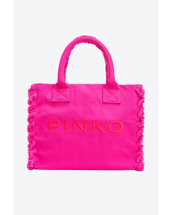 Pinko Beach Shopping Canvas Pink Pinko Τσάντα