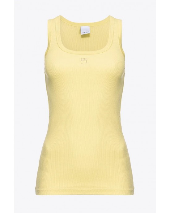 Pinko Calcolatore Tank With Embroidery Love Birds Yellow Μπλoύζα