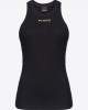 Pinko Distinto Rib Tank Top With Logo Black Μπλούζα