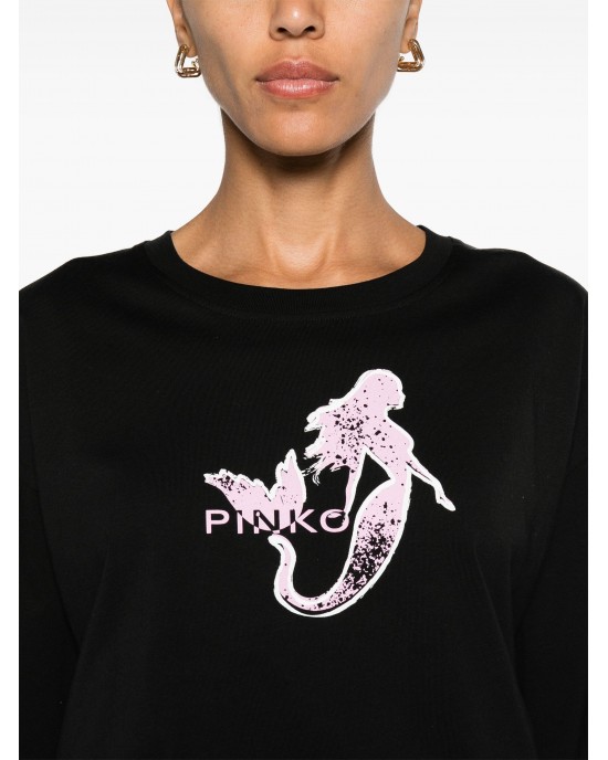 Pinko Televisivo Mermaid Print T-shirt Black Μπλούζα