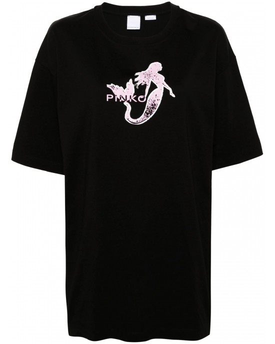 Pinko Televisivo Mermaid Print T-shirt Black Μπλούζα