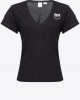 Pinko Turbato T-shirt V-neck With Logo Black Μπλούζα