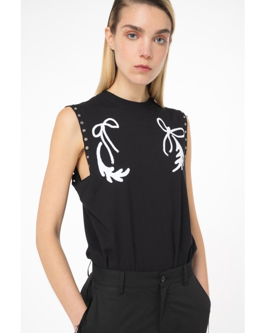 Pinko Tara Rodeo T-Shirt Sleeveless Black Μπλούζα