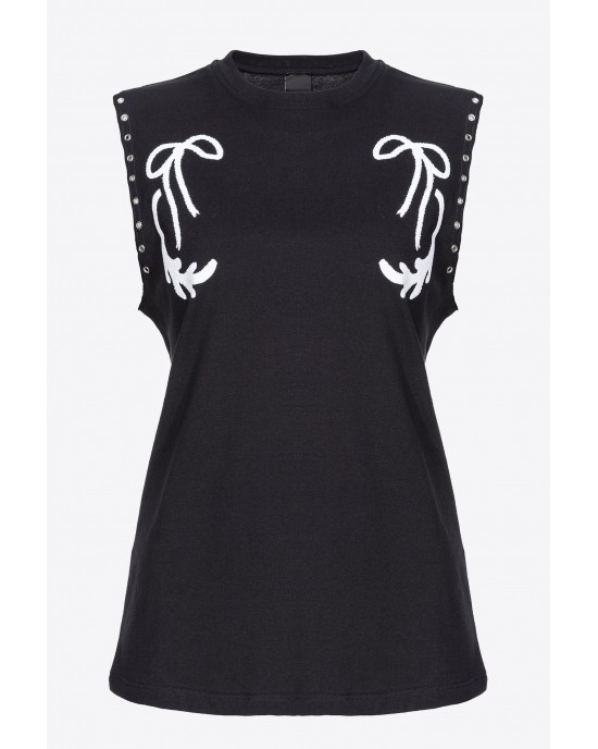 Pinko Tara Rodeo T-Shirt Sleeveless Black Μπλούζα