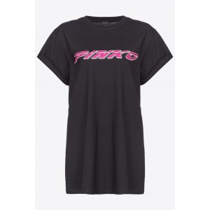 Pinko Telesto T-Shirt Black/Fuxia Μπλούζα