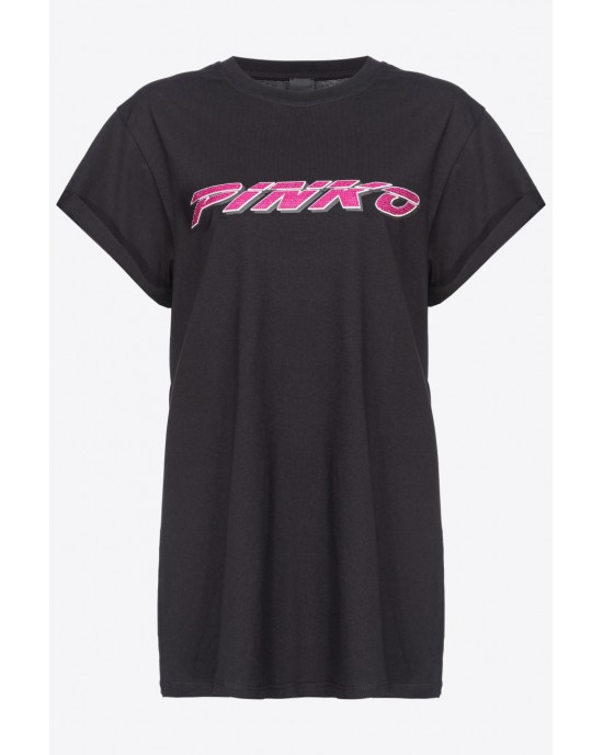 Pinko Telesto T-Shirt Black/Fuxia Μπλούζα