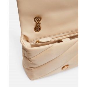 Pinko Puff Classic Quilted Nylon Recycled Fabric Beige Τσάντα