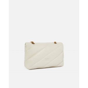Pinko Puff Classic Maxi Quilt White Leather Τσάντα