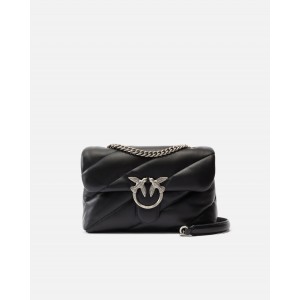 Pinko Puff Classic Maxi Quilt Black Leather Τσάντα