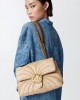 Pinko Love Puff Classic Raffia With Butterfly Beige Τσάντα
