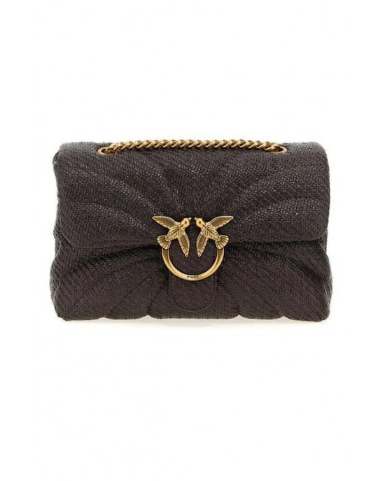 Pinko Love Puff Classic Raffia With Butterfly Brown Τσάντα