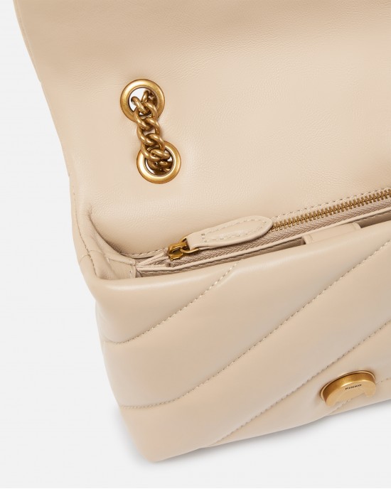 Pinko Love Mini Puff Maxi Quilt Beige Leather Τσάντα