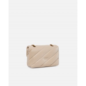 Pinko Puff Mini Maxi Quilt Beige Leather Τσάντα