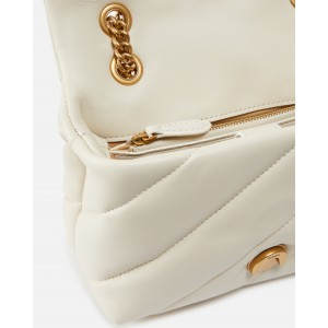 Pinko Puff Mini Maxi Quilt White Leather Τσάντα