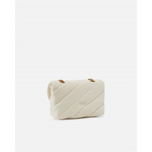 Pinko Puff Mini Maxi Quilt White Leather Τσάντα