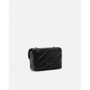 Pinko Puff Mini Maxi Quilt Black Leather Τσάντα