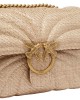Pinko Love Puff Mini Raffia With Chain Beige Τσάντα