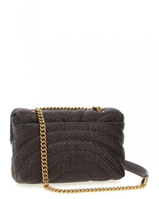 Pinko Love Puff Mini Raffia With Chain Brown Τσάντα