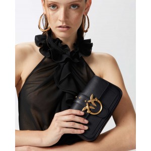 Pinko Love One Pocket Simply Black Leather Τσάντα