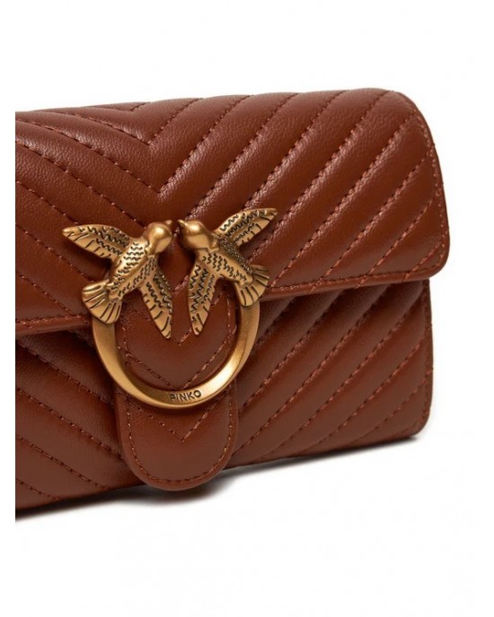 Pinko Love One Wallet Chevron Brown Leather Τσάντα