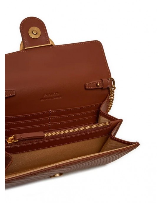 Pinko Love One Wallet Chevron Brown Leather Τσάντα