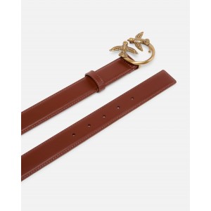 Pinko Love Berry H3 Birds Light Brown Leather Ζώνη