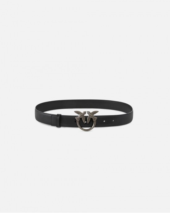 Pinko Love Berry H3 Birds Black Leather Ζώνη